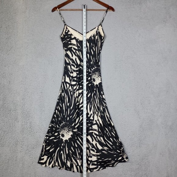 The Limited Slip Dress Women 2 Black Beige Floral 100% Silk Maxi Spaghetti Y2K - Picture 11 of 12